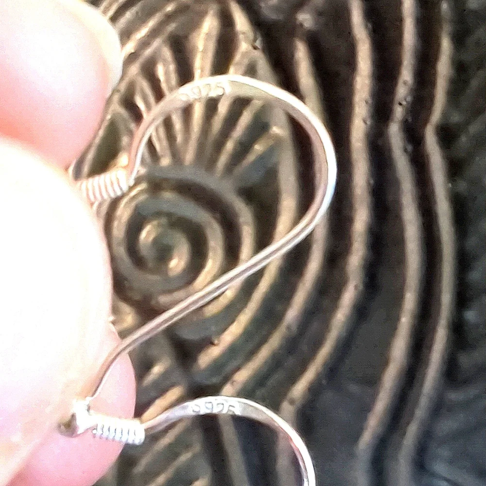 Abalone Mother Of Pearl And Onyx Sterling Silver Earrings - Picture 4 of 8